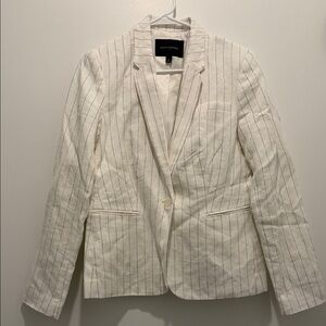 Banana Republic Linen White/Grey Striped Blazer Size 6